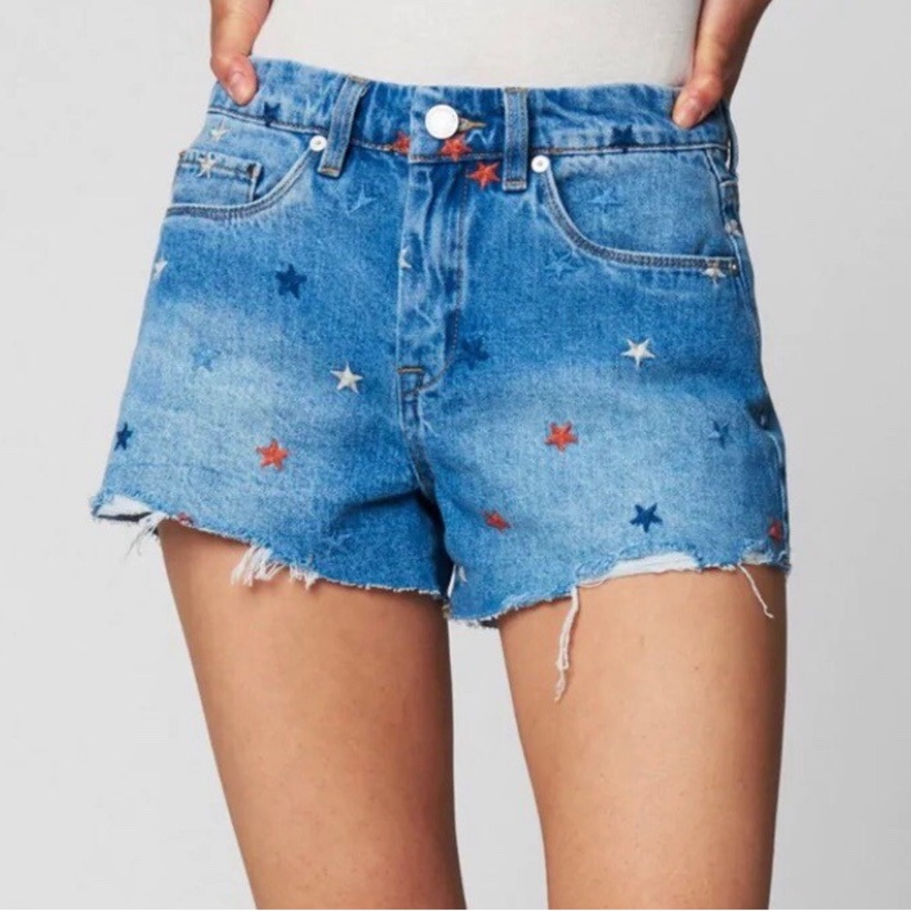 Blank NYC Star Embroidered Jean Shorts
